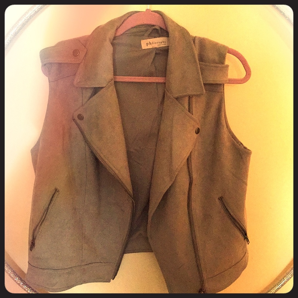 grey suede Philosophy motorcycle vest